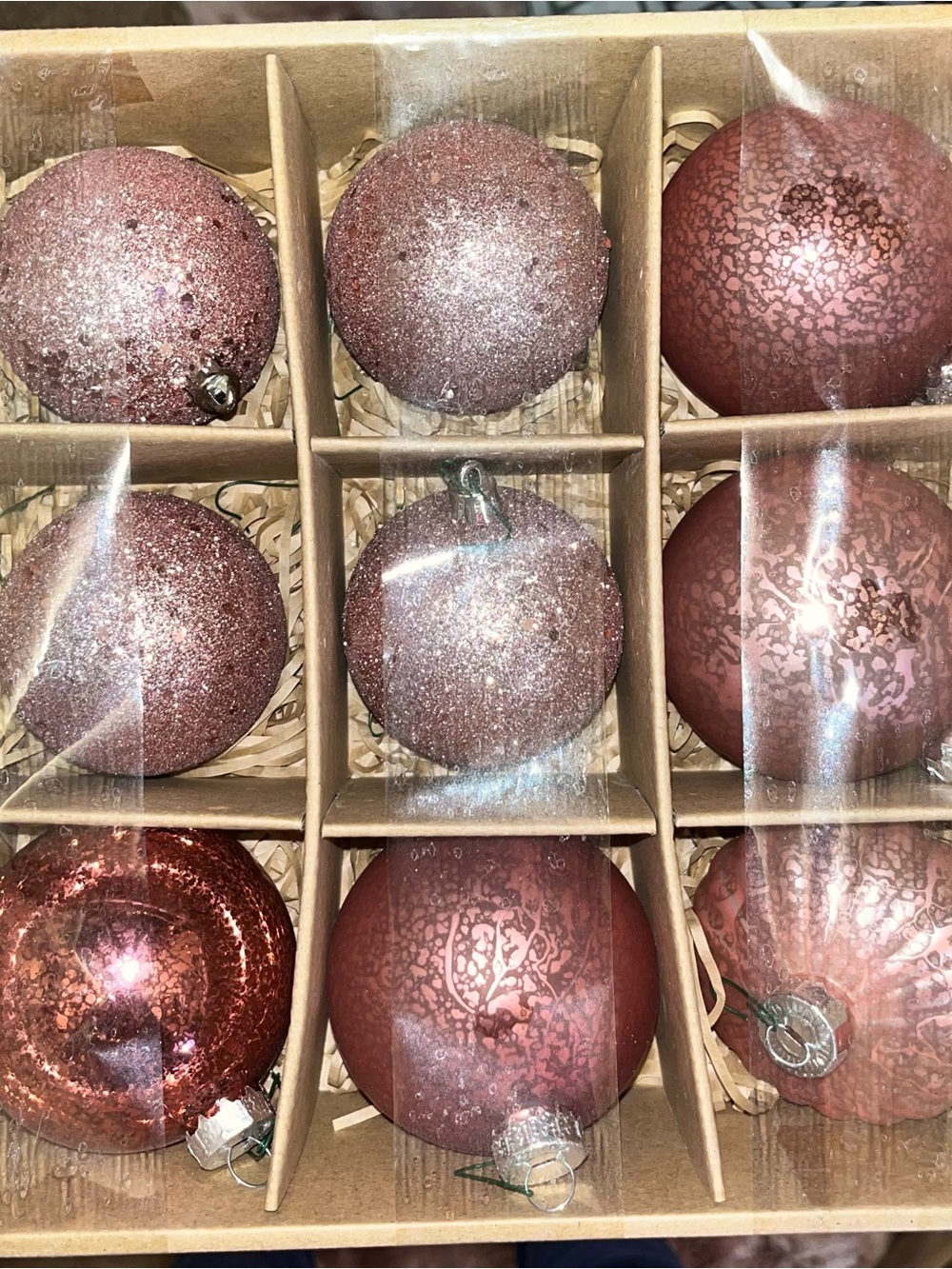 Set of 36 Rose Gold Holiday Ornaments